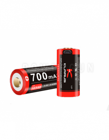 Batterie CR123 rechargeable prise micro USB Klarus 99469 powergun airsoft
